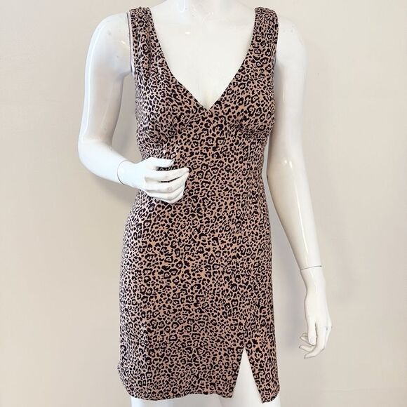 Reformation Gianni Leopard Print Mini Dress in Bengal w Tie Back Detail - Picture 1 of 7